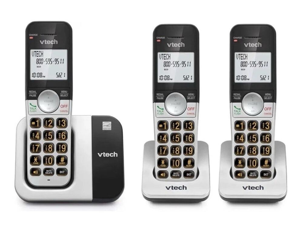 VTech 3-Handset Cordless Phone DECT 6.0 Large Display Big Buttons VG231-3